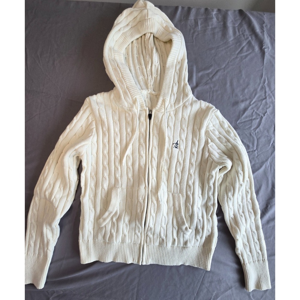 Cable Knit Sweater Hoodie Zip Y2K Preppy College Academia Old Money Quiet Luxury